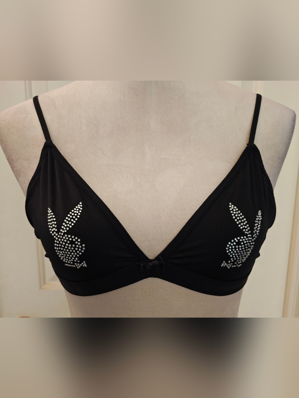 Playboy Double Bunny Diamante Triangle Bikini Top.
